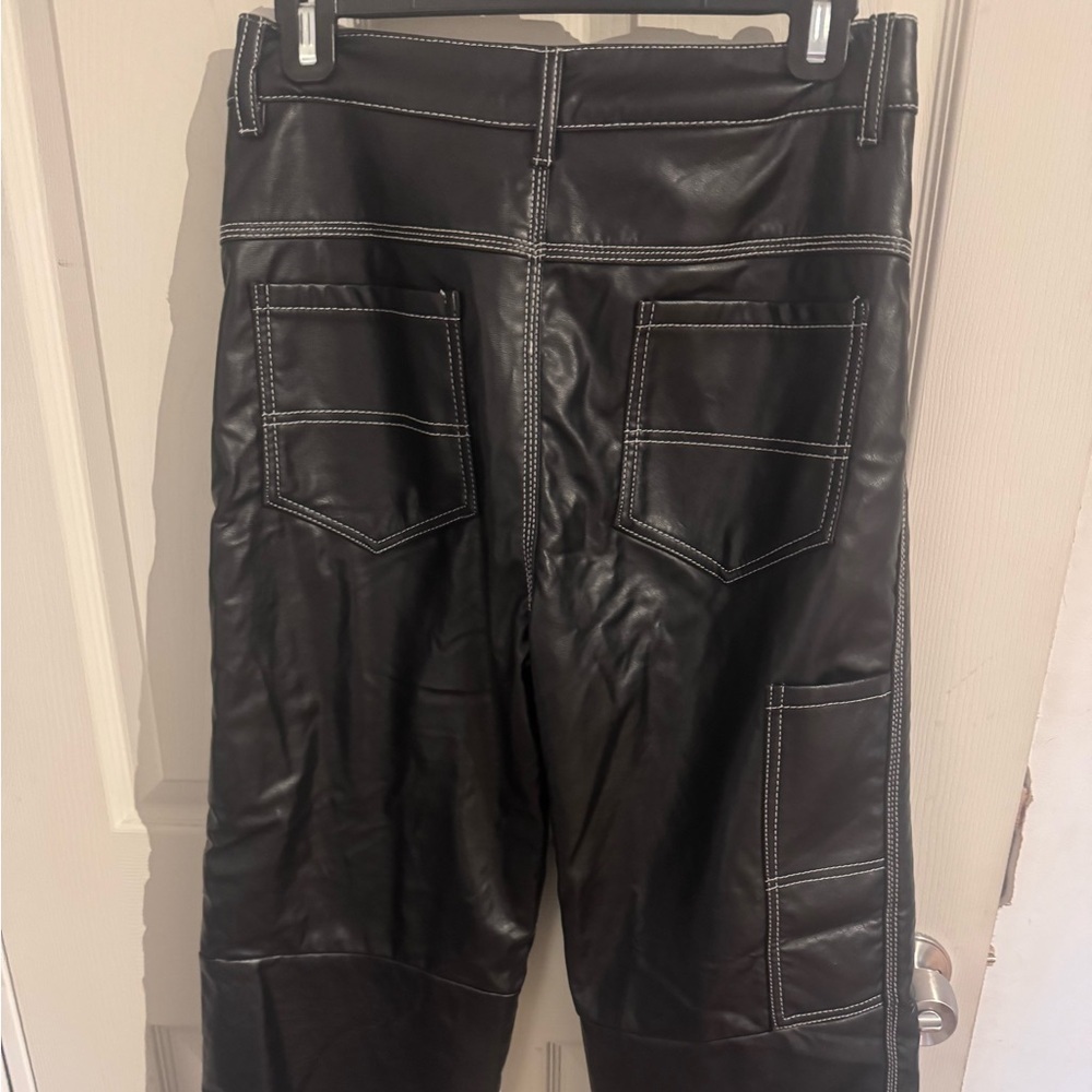 Simonett Kika High Waisted Vegan Leather Pants in Black Medium - Picture 9 of 14